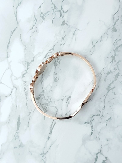 Damska Bransoleta Stalowa Perłowe Kamienie Różowe Złoto Dione