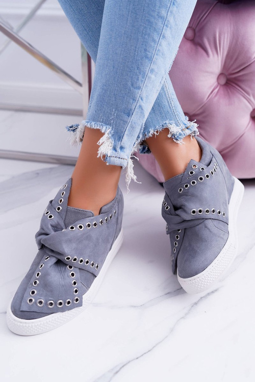 Sneakersy damskie Szare Koturny LU BOO Margo