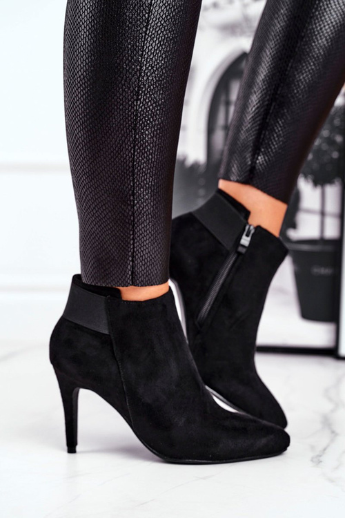 Damskie Botki Na Szpilce Czarne Office