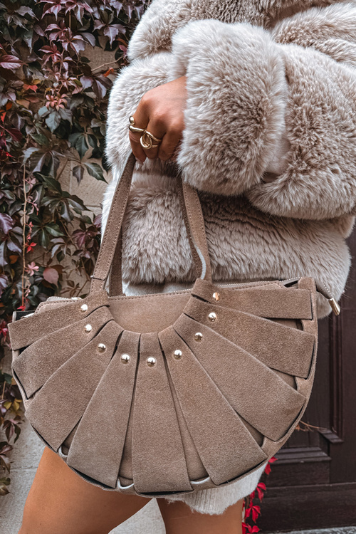 Torebka Z Naturalnego Zamszu Beżowa Tialine