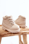 Dziecięce Ocieplane Trapery Botki Jasnobeżowe Dexter