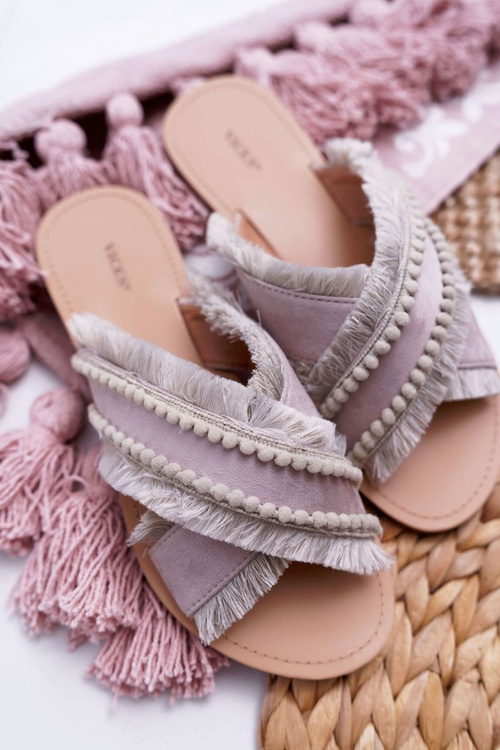 Klapki Damskie Materiałowe Vices 7269 Beżowe Jamen