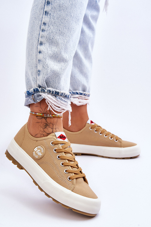 Niskie Damskie Trampki Na Platformie Lee Cooper LCW-23-44-1655L Beżowe