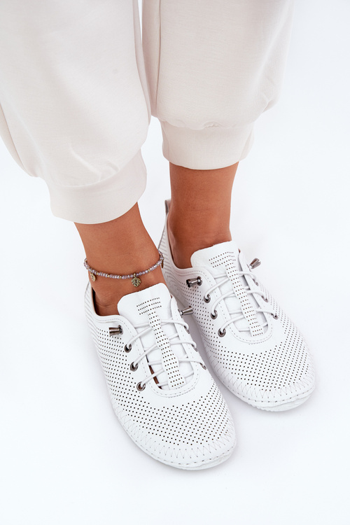 Półbuty Damskie Ze Skóry Naturalnej Artiker 54C0831 Białe