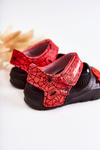 Dziecięce Lekkie Sandały Z Ozdobami Czarno-Czerwone Trusty