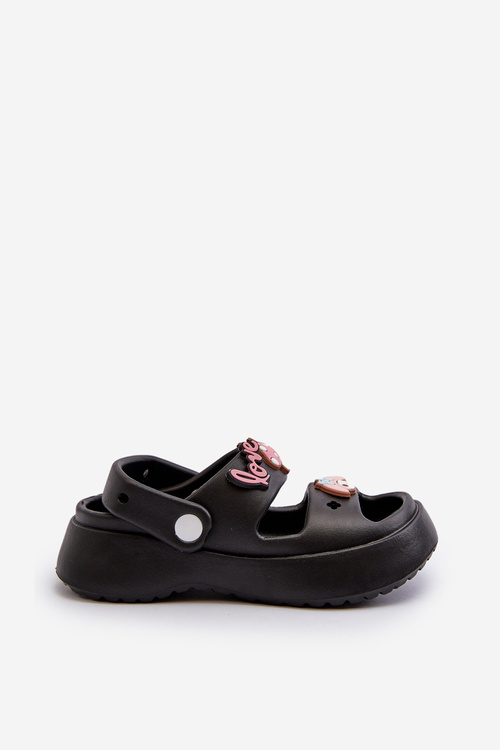 Lekkie Piankowe Klapki Dziecięce Z Ozdobami Czarne Ifrana
