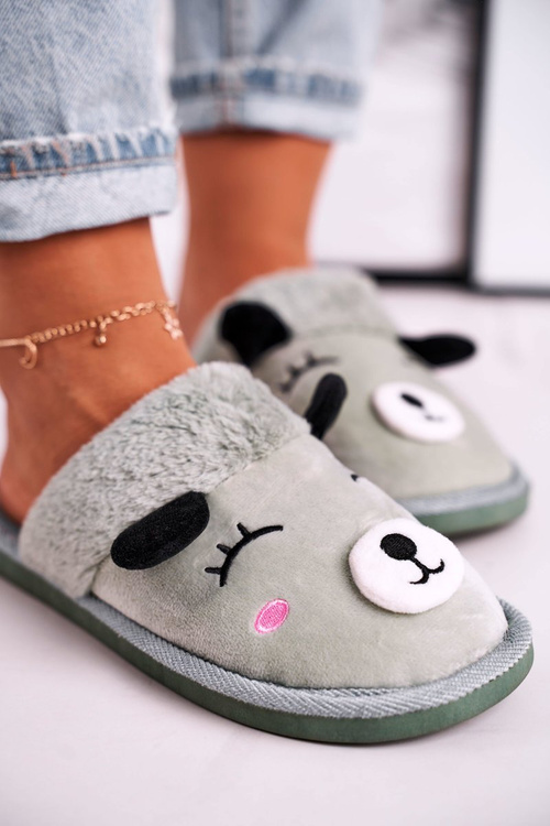 Damskie Welurowe Papcie Z Lamą Zielone Ruddy