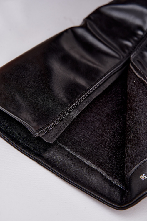 Kozaki Damskie Na Niskiej Szpilce Ocieplane Z Eko Skóry Czarne Marcellia