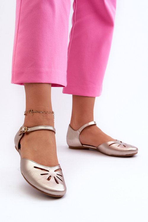 Skórzane Sandały Damskie Maciejka 06641-25 Złote