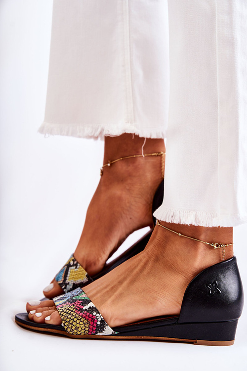 Skórzane Sandały Maciejka 1971-63 Czarne