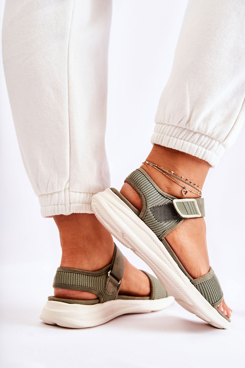 Damskie Wygodne Sandały Na Rzep Zielone Sidney