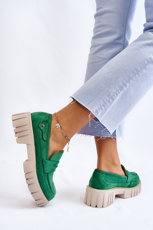 Damskie Zamszowe Wsuwane Półbuty Zielone Fiorell