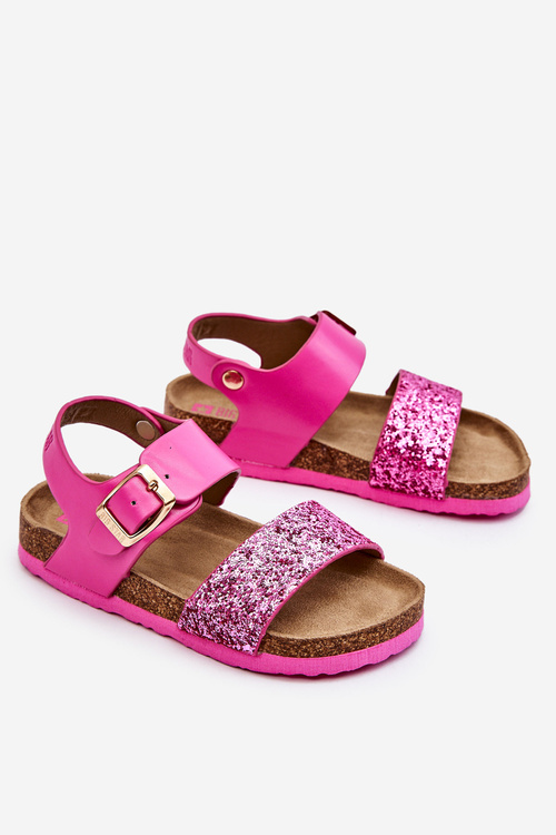 Skórzane Dziecięce Sandałki Big Star LL374135 Różowe