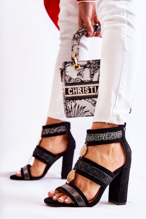 Damskie Sandały Na Obcasie Czarne Laurita