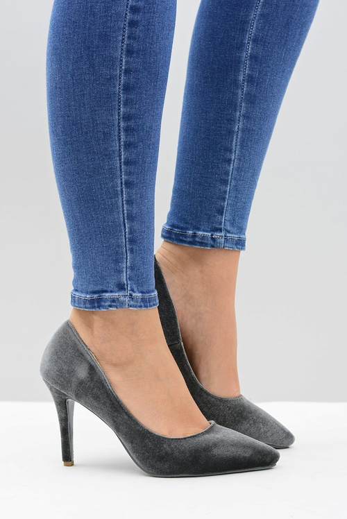 Szpilki damskie Lu Boo Szare Velvet