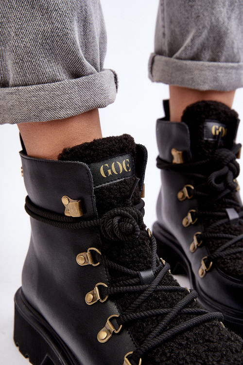 Skórzane Botki Trapery Damskie GOE MM2N4082 Czarne