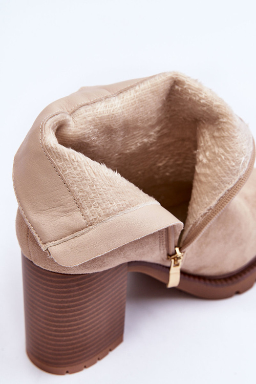 Zamszowe Botki Na Obcasie Beżowe Makeline