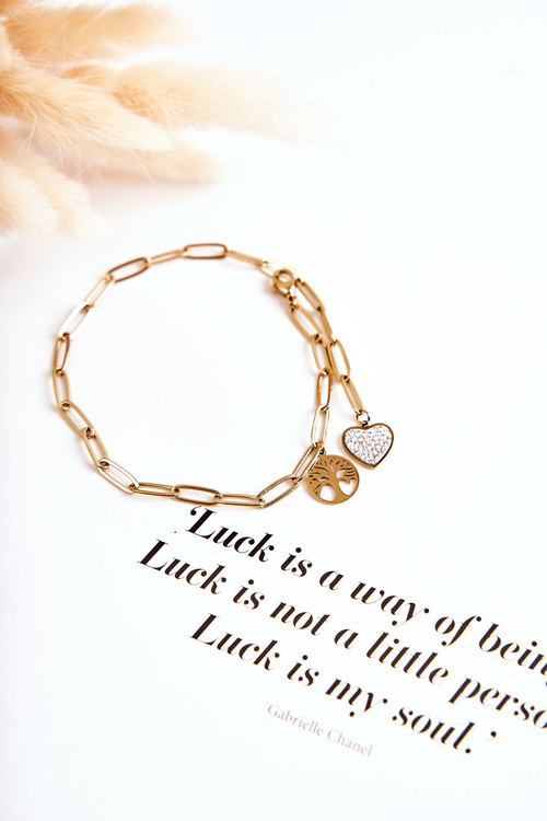 Damska Bransoletka Na Nogę Drzewko I Serce Złota