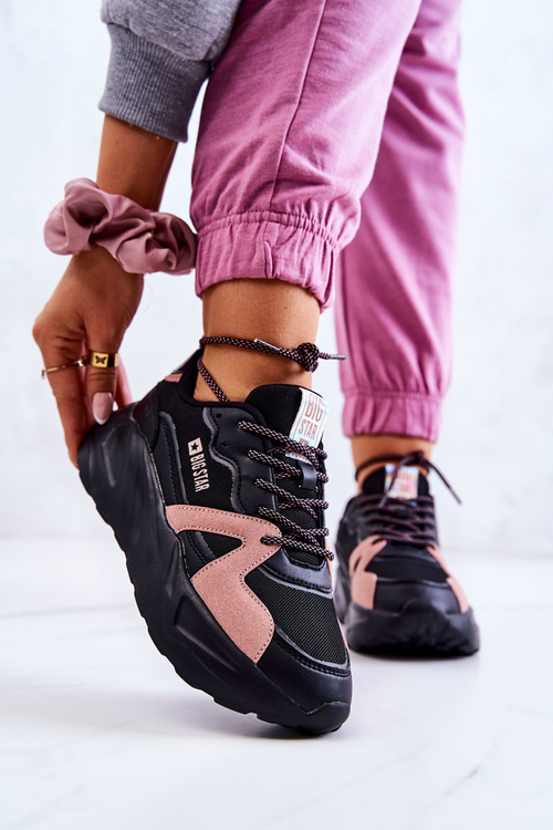 Damskie Sneakersy Memory Foam Big Star JJ274599 Czarno-Różowe