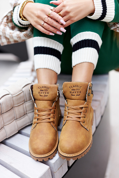 Damskie Ocieplane Trapery Na Suwak Camel Lenox