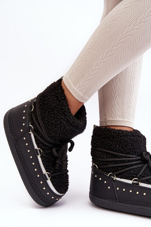 Damskie Ocieplane Śniegowce Czarne Rohes