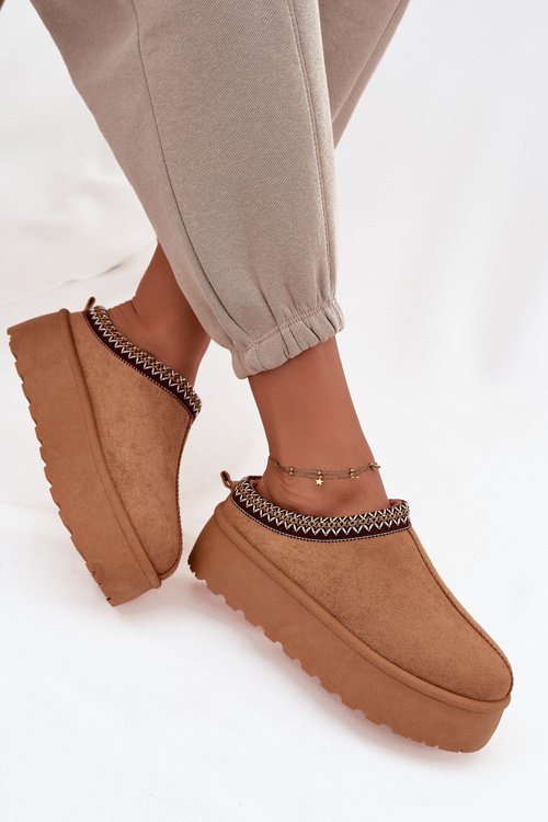 Śniegowce Damskie Z Ozdobnym Haftem Camel Jenira