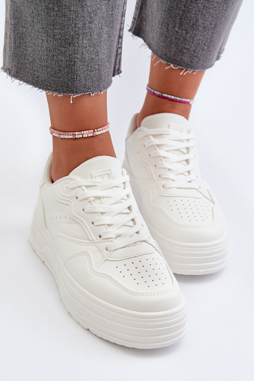 Sneakersy Damskie Na Platformie Białe Axivana