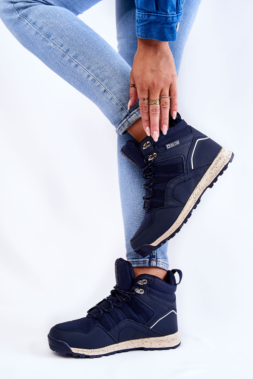 Damskie Wysokie Buty Trekkingowe Big Star KK274611 Granatowe