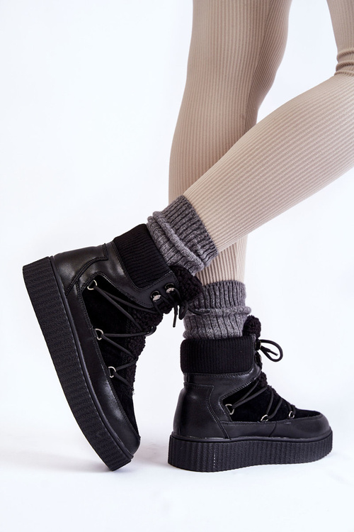 Damskie Botki Śniegowce La.Fi 280072B-QN Czarne