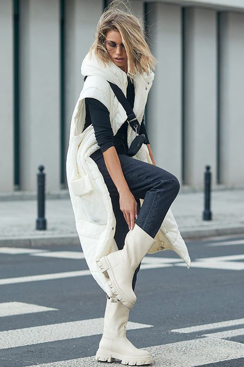 Wysokie Botki Na Traperze Beżowe Loren