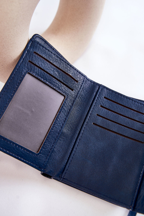 Damski Mały Portfel Na Magnes Granatowy Zaya