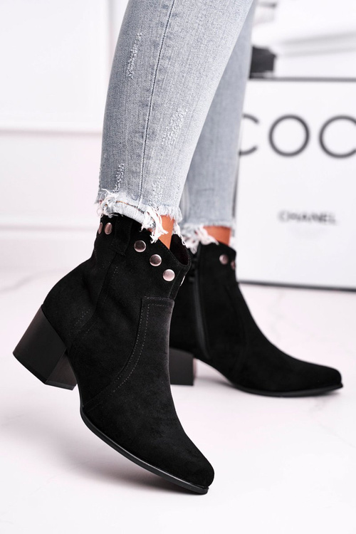 Botki Damskie Na Obcasie Sergio Leone Czarne BT617