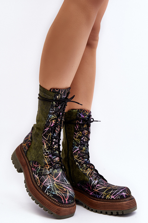 Damskie Skórzane Botki Workery Maciejka 06203-09 Multikolor