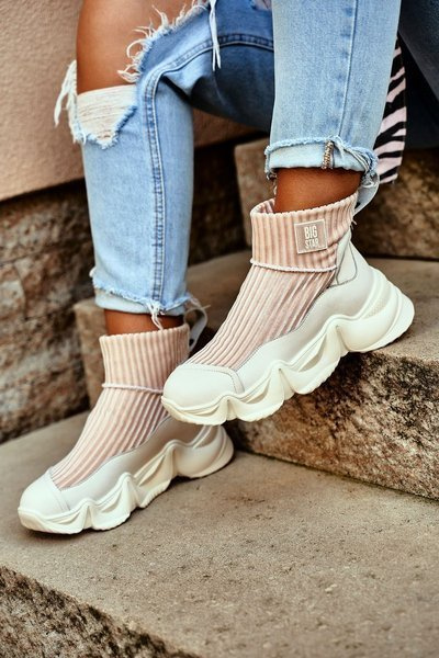 Damskie Buty Sportowe Wysokie Big Star Białe GG274608