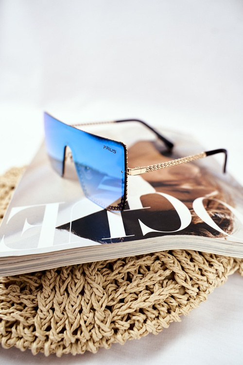 Okulary Przeciwsłoneczne Prius PRE-12 Niebieskie Lustro Łańcuszek