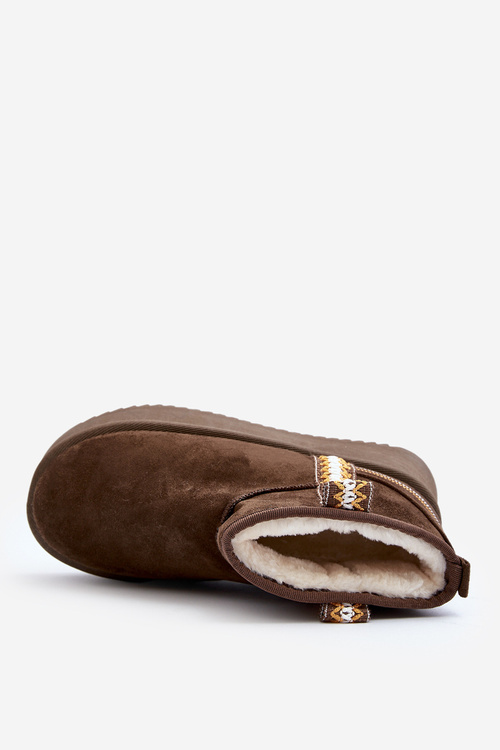 Śniegowce Na Platformie Ze Wzorem Ciemnozielone Udra