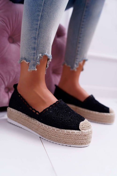 Espadryle Damskie Koronkowe Czarne Lovely Haven