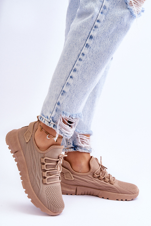 Damskie Wsuwane Buty Sportowe Sneakersy Ciemnobeżowe Rosett