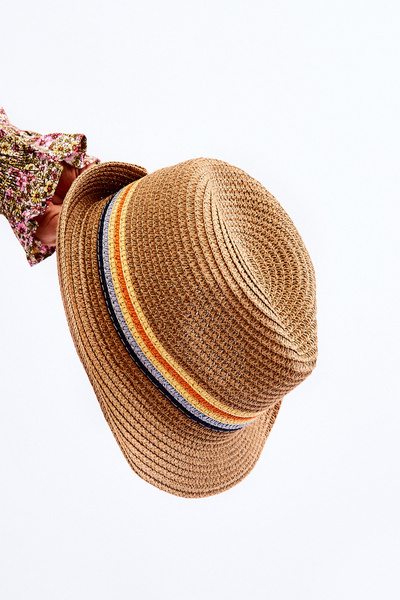 Klasyczny Dziecięcy Kapelusz Z Kolorowymi Paskami Beżowy