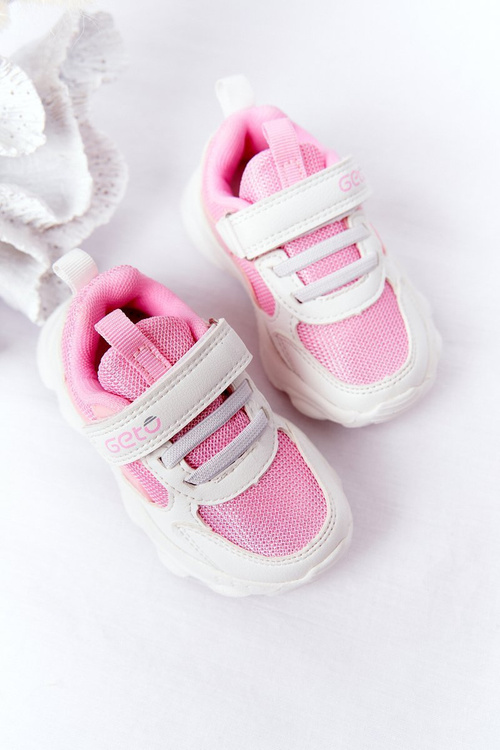 Dziecięce Sportowe Buty Sneakersy Biało-Różowe Sugar