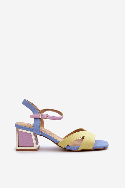 Pastelowe Sandały Damskie Na Obcasie D&A CR482 Żółte