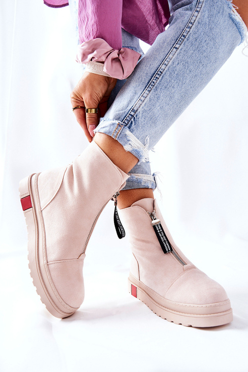 Botki Damskie Na Platformie Beżowe Charlee
