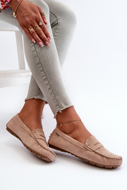 Mokasyny Damskie Z Eko Zamszu Beżowe Rerceria