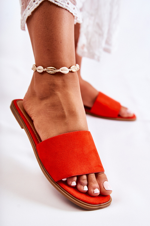 Damskie Klasyczne Klapki Gładkie Ciemnopomarańczowe Narsis