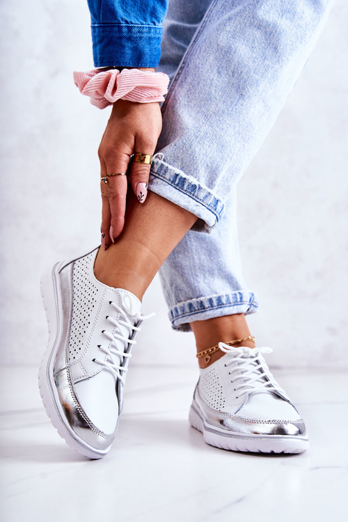 Damskie Ażurowe Półbuty Na Platformie Białe Deloren