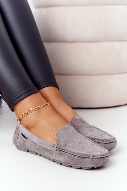 Damskie Zamszowe Mokasyny Szare San Marino