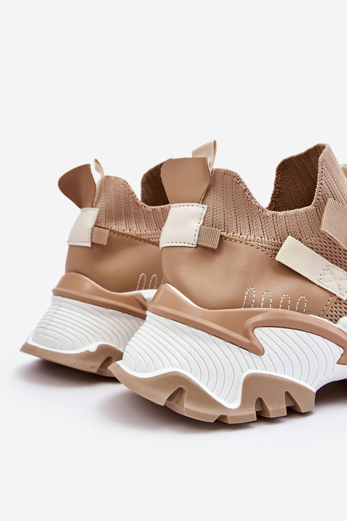 Damskie Sneakersy Skarpetkowe Wsuwane Ciemnobeżowe Keaton