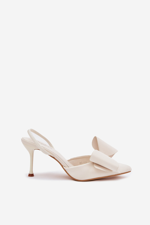 Szpilki Z Odkrytymi Piętami I Kokardką Ecru Eklevia