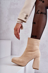 Damskie Zamszowe Botki Na Obcasie Jasnobeżowe Ramira