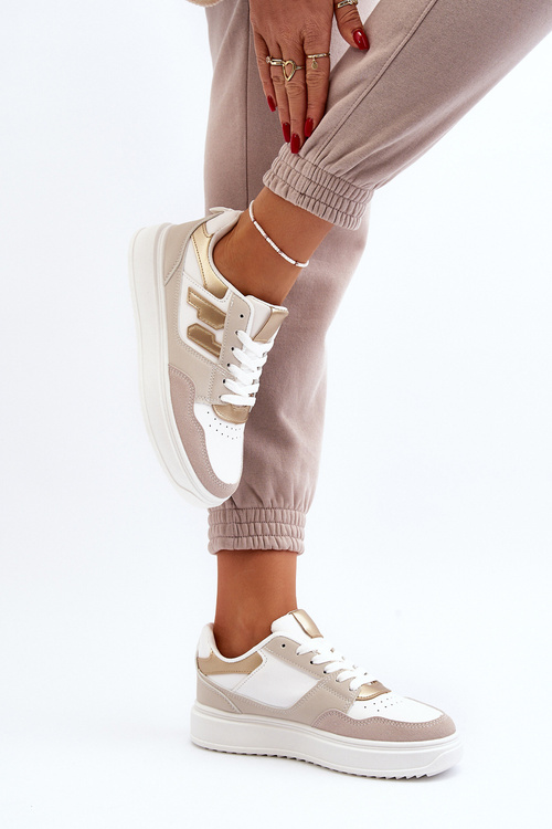 Damskie Niskie Sneakersy Beżowe Regines